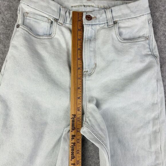 American Eagle Curvy Mom Jeans Womens 4R Light Wash Shark Bite Hem Stretch Denim - Picture 12 of 16